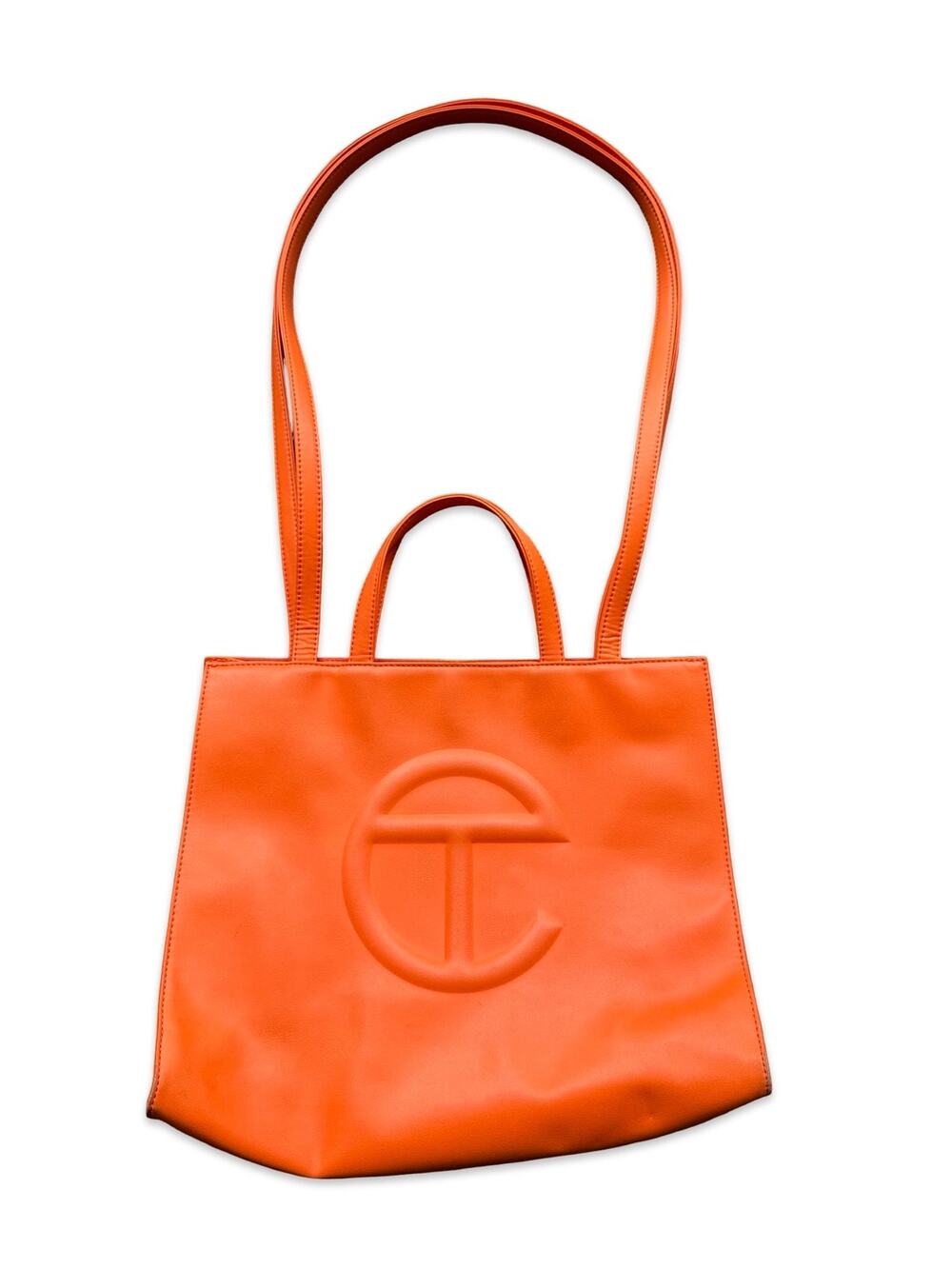 Telfar Orange Medium Shopping Bag Tote Vegan Leather Crossbody Logo